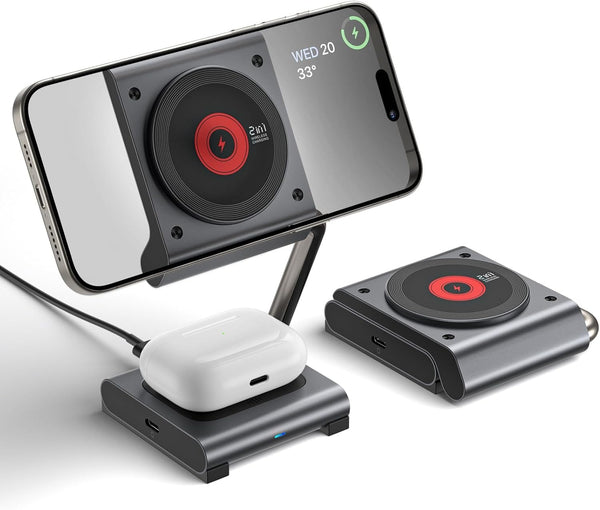 Đế Sạc Không Dây 2 Trong 1 JSAUX 15W Magsafe – Sạc Nhanh Cho iPhone 15/15 Pro Max/14/13, AirPods 3/2/Pro, Đồng Hồ Apple