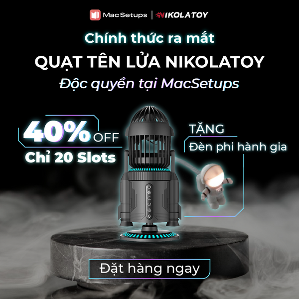 Quạt Rocket Để Bàn NIKOLATOY - Thiết Kế Hình Tên Lửa, Xoay 90 độ