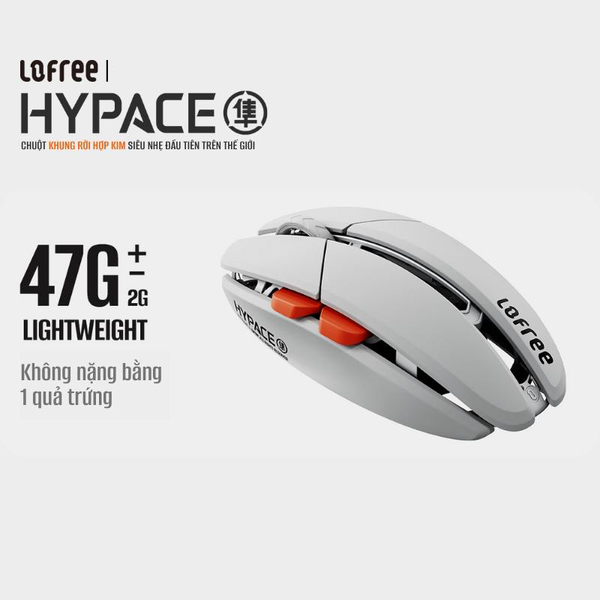 Chuột Gaming Lofree Hypace - Siêu Nhẹ 47g, Khung Hợp Kim Magie, Dual 8K Polling, Kết Nối 3 Chế Độ