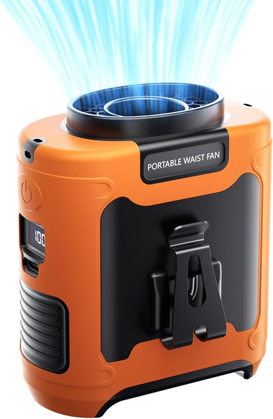 Quạt Kẹp Thắt Lưng 9Space - Pin Sạc 20000mAh, Có Đèn Pin, 36 Giờ Hoạt Động