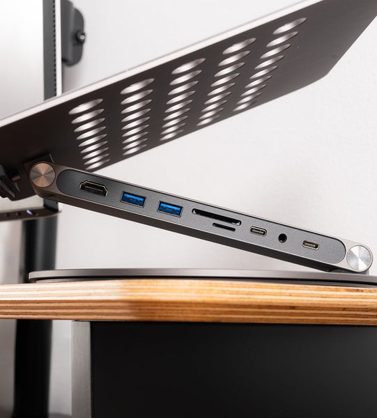 Giá đỡ laptop Kuxiu - Hub đa cổng tích hợp, Sạc nhanh PD 3.0, Giữ cho không gian làm việc gọn gàng