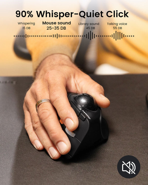 Chuột Trackball Không Dây ProtoArc EM05 NL Ergonomic Vertical - Kết Nối 3 Thiết Bị, Thiết Kế Công Thái Học