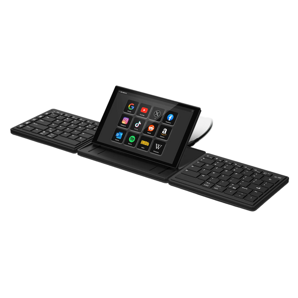 Bàn phím Tetra, Bố cục chia tách công thái học, Tích hợp màn hình cảm ứng 8 inch, Kết nối không dây Bluetooth