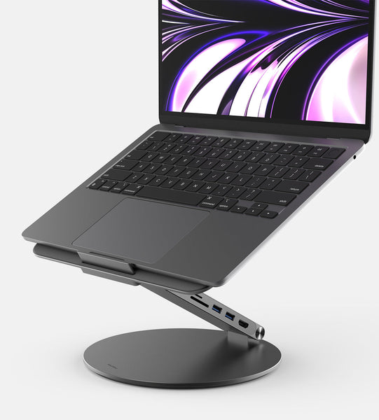 Giá đỡ laptop Kuxiu - Hub đa cổng tích hợp, Sạc nhanh PD 3.0, Giữ cho không gian làm việc gọn gàng