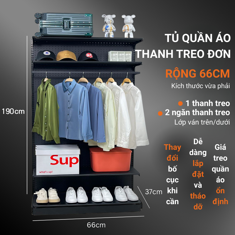 Kệ Tủ Quần Áo CloakBoard 9SPACE - Khung Sắt Tối Giản, Lưu Trữ Tiện Lợi