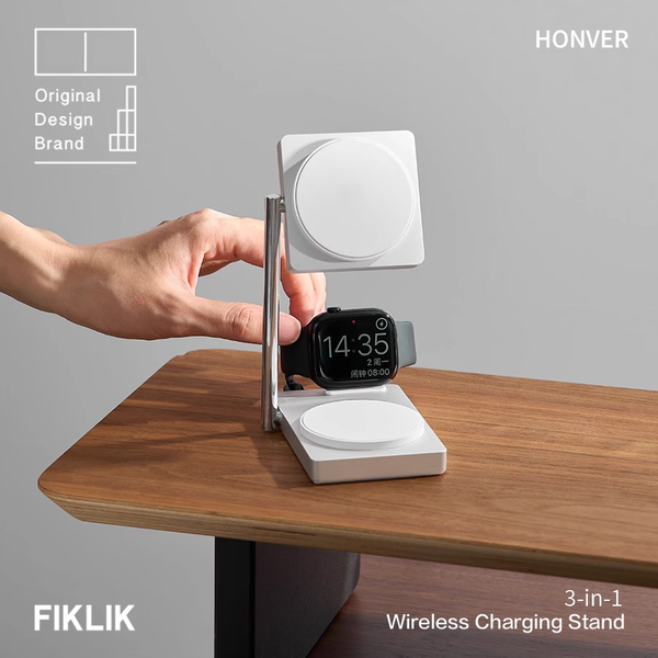 Sạc Không Dây 3 Trong 1 FIKLIK - Hỗ Trợ Điện Thoại, Tai Nghe, Đồng Hồ