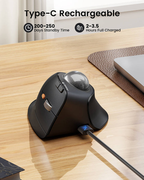 Chuột Trackball Không Dây ProtoArc EM05 NL Ergonomic Vertical - Kết Nối 3 Thiết Bị, Thiết Kế Công Thái Học