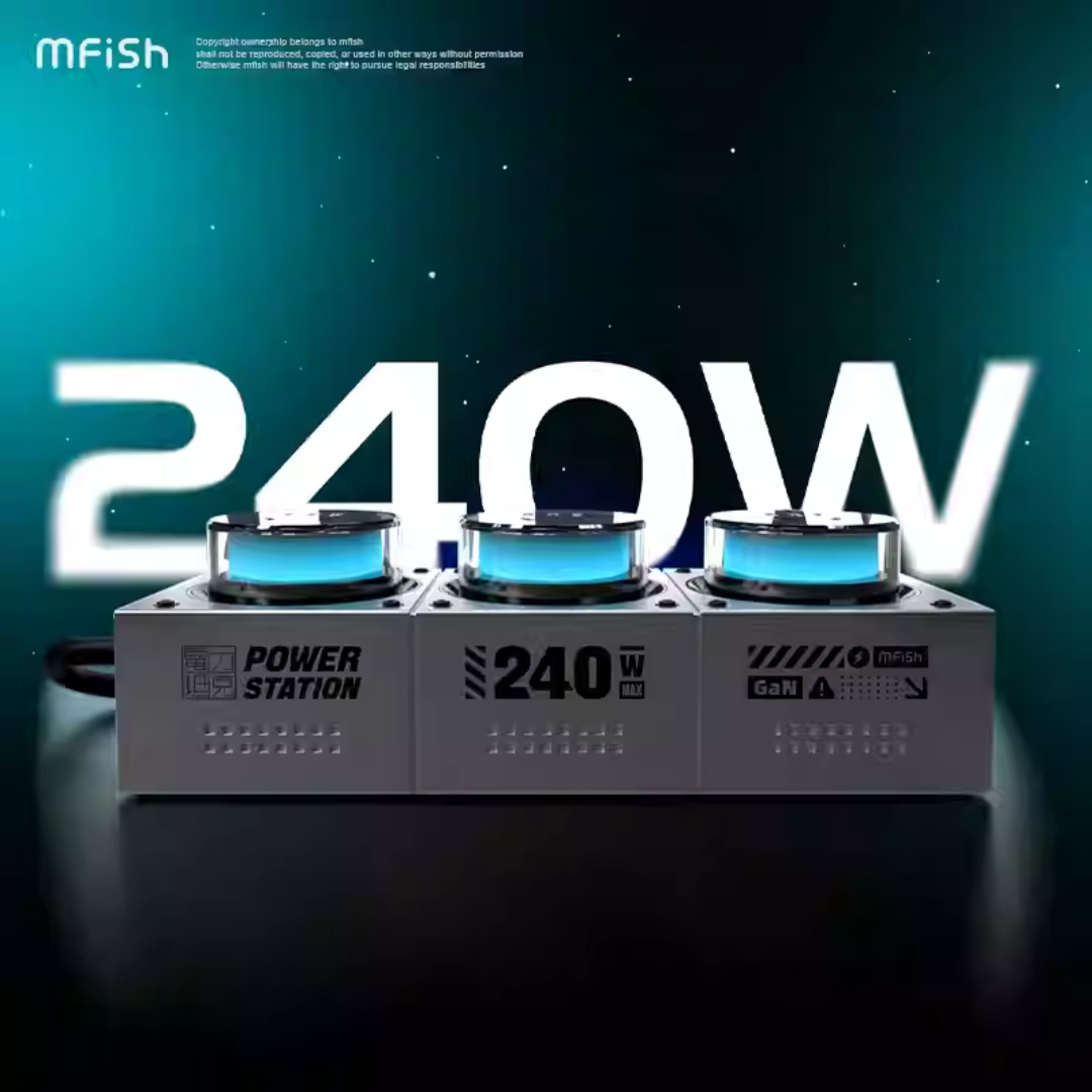 Ổ Điện MFish 240W – Power Station Sạc Siêu Nhanh, Đèn LED 7 Cổng, Tối Ưu Cho Chơi Game