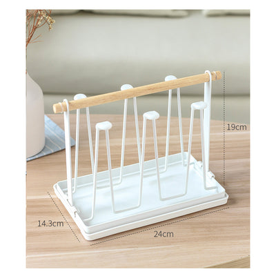 Khay giá đựng cốc quai gỗ