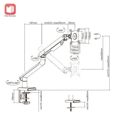 GIÁ ĐỠ MÀN HÌNH MÁY TÍNH HUMAN MOTION ARM T7
